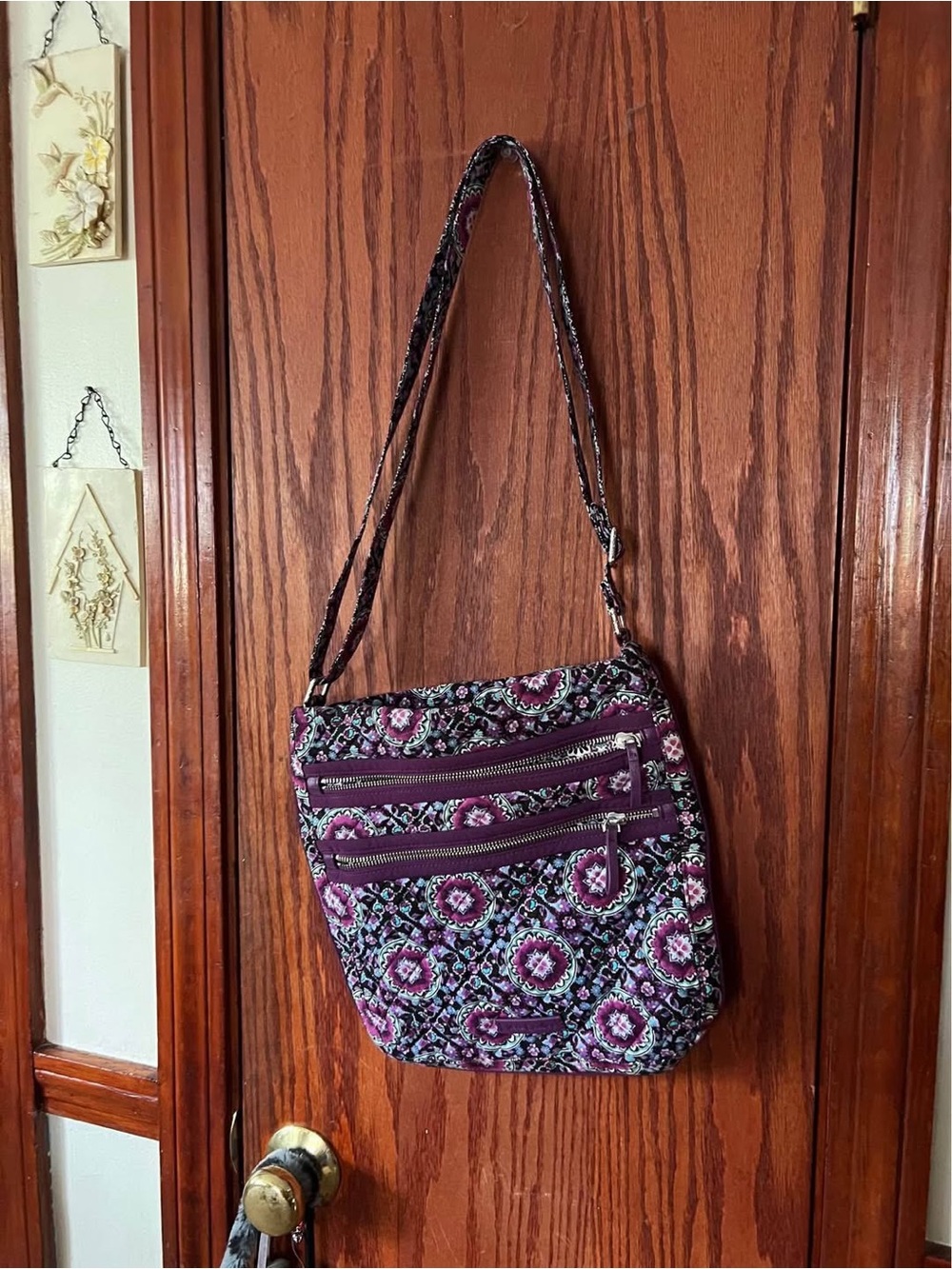 Vera Bradley Purple Floral Quilted Crossbody Bag